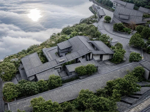 chinese architecture,roof landscape,suzhou,asian architecture,japanese architecture,huangshan maofeng,chinese clouds,house in mountains,guizhou,above the clouds,danyang eight scenic,huangshan mountains,feng shui golf course,sky apartment,house in the mountains,sea of clouds,xiamen,chongqing,nanjing,residential,Architecture,Small Public Buildings,Chinese Traditional,Chinese Local 1