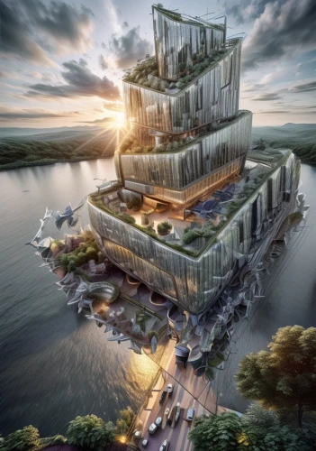 cube stilt houses,floating island,floating islands,costa concordia,artificial island,floating huts,cubic house,eco hotel,habitat 67,cube house,stilt houses,houseboat,elbphilharmonie,very large floating structure,stilt house,futuristic architecture,flying island,eco-construction,solar cell base,island suspended