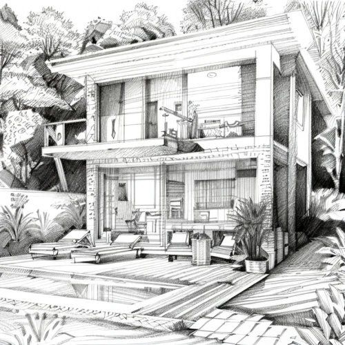 house drawing,tropical house,garden elevation,eco-construction,houses clipart,landscape design sydney,mid century house,bungalow,treehouse,renovation,timber house,floorplan home,hand-drawn illustration,garden design sydney,landscape designers sydney,camera illustration,residential house,holiday villa,residence,house in the forest,Design Sketch,Design Sketch,Pencil Line Art