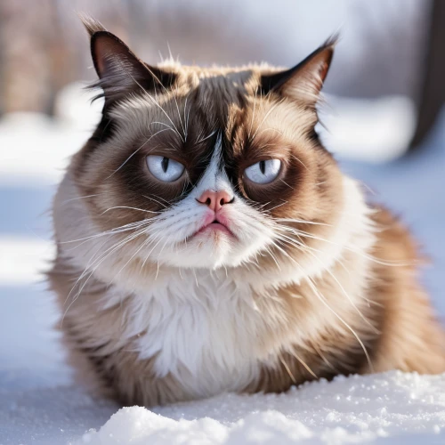 snowshoe,birman,grumpy,winter animals,siamese cat,cute cat,blue eyes cat,napoleon cat,cat with blue eyes,snowball,funny cat,cat image,snow ball,disapprove,human don't be angry,breed cat,animal feline,cartoon cat,siamese,feral cat,Photography,General,Natural