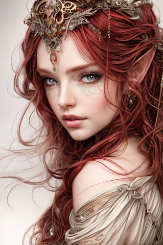 faery,fairy queen,celtic queen,red-haired,the enchantress,faerie,fae,redhead doll,fantasy art,fairy tale character,fantasy woman,celtic woman,redheads,headpiece,diadem,hair coloring,elven,headdress,filigree,red head,Common,Common,Natural
