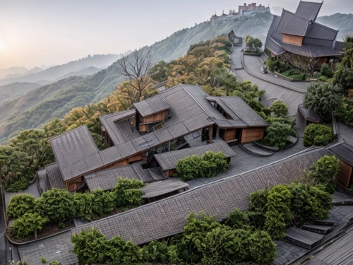 chinese architecture,house in mountains,house in the mountains,roof landscape,asian architecture,danyang eight scenic,south korea,guizhou,huangshan maofeng,mountain settlement,yuanyang,house roofs,tigers nest,great wall of china,huashan,chongqing,great wall wingle,zhangjiajie,huangshan mountains,mountain village,Architecture,Small Public Buildings,Chinese Traditional,Chinese Local 9