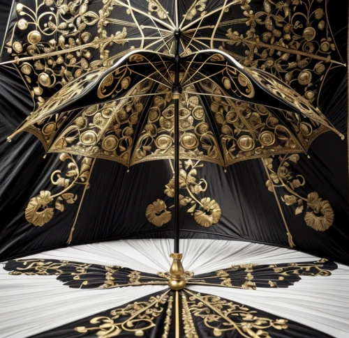 gold and black balloons,overhead umbrella,umbrella pattern,parasols,gold foil art,gold paint stroke,japanese umbrella,black and gold,canopy bed,gold foil tree of life,aerial view umbrella,japanese umbrellas,fractal art,parasol,mandelbulb,apophysis,carnival tent,huge umbrellas,gold foil shapes,umbrellas