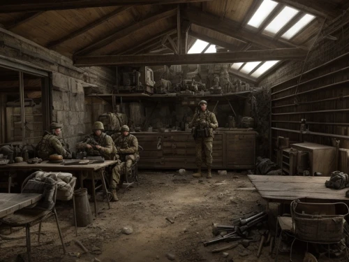 theater of war,marine expeditionary unit,blockhouse,barracks,war correspondent,first world war,warsaw uprising,fallout shelter,lost in war,second world war,drinking establishment,stalingrad,soldiers,army men,barber shop,air-raid shelter,blackhouse,tavern,world war ii,world war 1,Game Scene Design,Game Scene Design,Modern Warfare