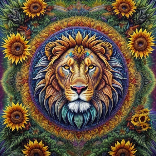 forest king lion,lion,lion head,solar plexus chakra,african lion,female lion,lion - feline,mandala art,two lion,male lion,lion white,panthera leo,masai lion,tapestry,lion number,boho art,sunflower coloring,zodiac sign leo,lsd,mandala flower