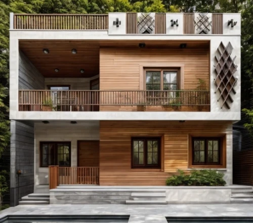 wooden facade,timber house,wooden house,japanese architecture,asian architecture,patterned wood decoration,cubic house,residential house,lattice windows,exterior decoration,floorplan home,facade panels,kirrarchitecture,archidaily,modern house,garden elevation,modern architecture,3d rendering,landscape design sydney,garden design sydney