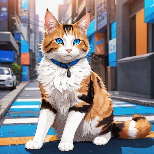 street cat,cat on a blue background,calico cat,alley cat,cat with blue eyes,symetra,calico,cat vector,cartoon cat,blue eyes cat,breed cat,rescue alley,stray cat,cat european,cyan,cute cat,bengal,city ​​portrait,aegean cat,maincoon,Illustration,Japanese style,Japanese Style 03