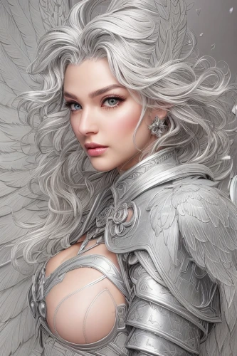 silver,silvery,white rose snow queen,archangel,fantasy woman,fantasy art,ice queen,the snow queen,fantasy portrait,breastplate,white eagle,silver seagull,heroic fantasy,baroque angel,angel figure,angel,suit of the snow maiden,dark angel,angel wings,winged heart,Common,Common,Natural