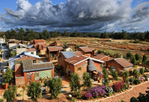 altos de chavon village,dalat,escher village,da lat,addis ababa,titicaca,rwanda,rafeiro do alentejo,villas,eco hotel,alentejo,blocks of houses,nativity village,roof landscape,human settlement,house roofs,knight village,axum,new housing development,martyr village