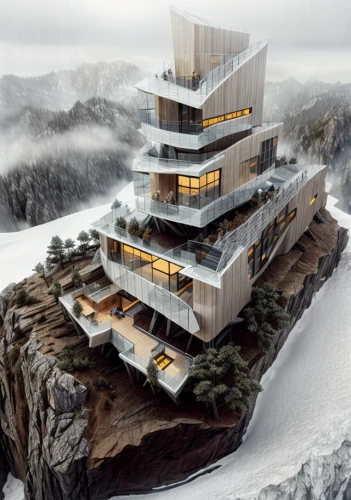 house in mountains,house in the mountains,dunes house,avalanche protection,cubic house,ski resort,ski facility,futuristic architecture,alpine style,snow house,ski station,modern architecture,cube stilt houses,swiss house,cube house,tigers nest,mountain hut,eco-construction,eco hotel,building valley