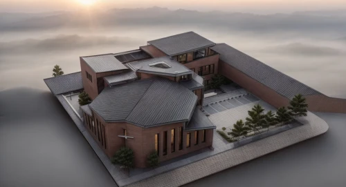 3d rendering,monastery of santa maria delle grazie,prislop monastery,render,monastery,temple fade,3d render,3d rendered,roof landscape,religious institute,island church,sunken church,benedictine,risen church,putna monastery,from above,drone image,maulbronn monastery,renovation,view from above,Architecture,General,Modern,None