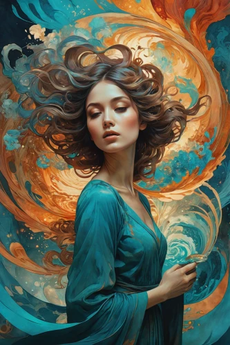 mystical portrait of a girl,fantasy portrait,wind wave,swirling,flame spirit,world digital painting,little girl in wind,the wind from the sea,fantasy art,digital painting,sci fiction illustration,rosa ' amber cover,wind machine,flowing,winds,digital art,sorceress,wind,siren,fire artist,Conceptual Art,Fantasy,Fantasy 11