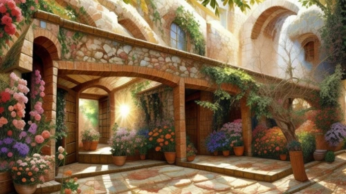 flower booth,caravanserai,persian architecture,splendor of flowers,persian norooz,courtyard,arabic background,home landscape,patio,flower painting,riad,the threshold of the house,flower garden,church painting,winter garden,floral decorations,the annunciation,hacienda,cottage garden,secret garden of venus