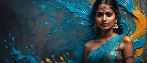 indian art,indian woman,indian girl,art painting,blue painting,tamil culture,oil painting on canvas,meticulous painting,anushka shetty,radha,indian girl boy,blue enchantress,digital compositing,jaya,sari,east indian,photo painting,jasmine blue,lakshmi,glass painting,Photography,General,Fantasy