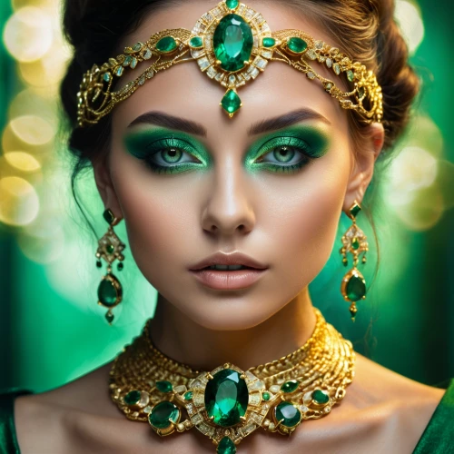 miss circassian,emerald,cleopatra,gold jewelry,bridal jewelry,jeweled,diadem,adornments,jewellery,celtic queen,jewelry,bridal accessory,gold filigree,jewelry store,cuban emerald,eyes makeup,the enchantress,vintage makeup,drusy,gift of jewelry,Photography,General,Natural