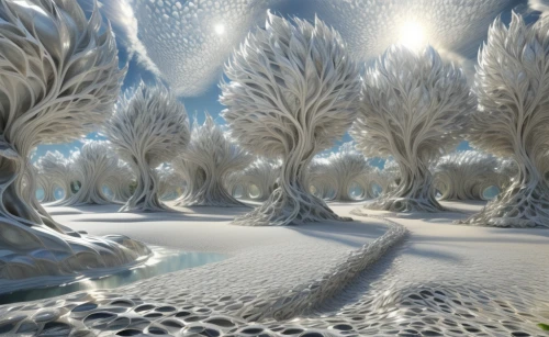 snow trees,winter forest,hoarfrost,mandelbulb,elven forest,ice planet,ice landscape,snow tree,spruce-fir forest,fractal environment,spruce forest,tree grove,treemsnow,infinite snow,birch forest,tree ferns,fir forest,northrend,celtic tree,coniferous forest