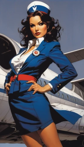 stewardess,flight attendant,china southern airlines,aviation,polish airline,airline,general aviation,delta sailor,southwest airlines,retro pin up girls,retro pin up girl,douglas dc-6,airline travel,pin ups,retro women,airlines,airplanes,douglas aircraft company,model airplane,captain p 2-5,Illustration,American Style,American Style 06