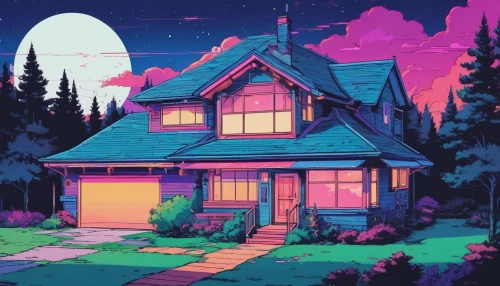 lonely house,witch's house,bungalow,house silhouette,little house,witch house,aesthetic,cottage,summer cottage,halloween wallpaper,purple wallpaper,house,small house,houses clipart,wallpaper roll,house in the forest,real-estate,halloween background,old home,wallpaper,Illustration,Japanese style,Japanese Style 06
