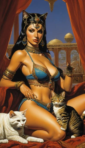 cleopatra,orientalism,ancient egyptian girl,fantasy woman,fantasy art,fantasy picture,ancient egypt,tantra,rem in arabian nights,arabian mau,ancient egyptian,feline,sphinx,egyptian,cat warrior,felines,sphinx pinastri,she-cat,oriental princess,the sphinx,Illustration,American Style,American Style 07