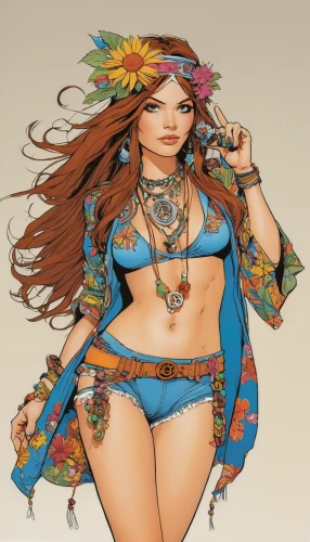 polynesian girl,hippie,belly dance,belly painting,boho art,moana,hippy,hippie time,boho,hula,color pencils,oriental princess,watercolor women accessory,hippie fabric,sarong,coloring outline,polynesian,colourful pencils,gipsy,ancient costume,Illustration,American Style,American Style 06