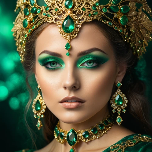 miss circassian,emerald,venetian mask,cleopatra,celtic queen,rebana,headpiece,diadem,headdress,oriental princess,anahata,green wreath,adornments,bridal accessory,gold jewelry,bridal jewelry,gold foil crown,ethnic design,the enchantress,gold crown,Photography,General,Fantasy