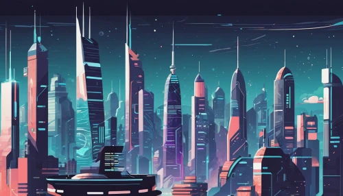 futuristic landscape,cityscape,city skyline,cyberpunk,fantasy city,sci fiction illustration,scifi,shanghai,cities,metropolis,colorful city,city lights,sci-fi,sci - fi,city blocks,city,city cities,sci fi,futuristic,skyline,Illustration,Japanese style,Japanese Style 06