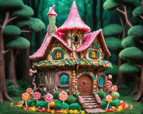 fairy house,the gingerbread house,fairy village,gingerbread house,fairy door,children's playhouse,candy cauldron,witch's house,gingerbread houses,miniature house,fairy forest,scandia gnomes,doll house,sugar house,gnomes,house in the forest,fairy tale castle,little house,fairy world,witch house,Illustration,Realistic Fantasy,Realistic Fantasy 02