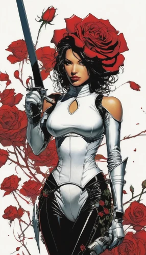 rosa ' amber cover,swordswoman,huntress,background ivy,katniss,female warrior,katana,widow flower,rose white and red,black widow,joan of arc,arrow rose,warrior woman,heroic fantasy,darth talon,white rose snow queen,way of the roses,scarlet witch,noble rose,begonia,Illustration,American Style,American Style 06