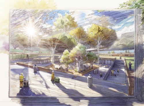 botanical square frame,salt meadow landscape,concept art,ginkaku-ji,olive grove,violet evergarden,landscape plan,landscape background,caravanserai,river of life project,3d rendering,virtual landscape,school design,urban park,celsus library,archidaily,benches,baseball park,lens flare,sake gardens