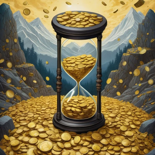 time and money,time is money,gold watch,gold value,gold bullion,gold wall,medieval hourglass,cryptocoin,golden scale,altcoins,non fungible token,sand clock,time pointing,gold price,token,time pressure,time spiral,the ethereum,gold is money,time announcement,Illustration,Realistic Fantasy,Realistic Fantasy 05