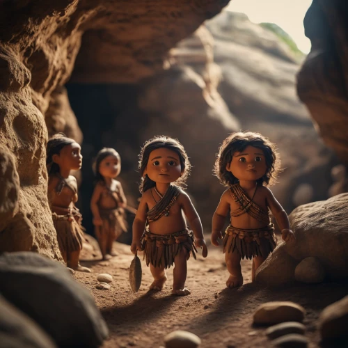 neanderthals,clay figures,stone age,moana,little people,miniature figures,ancient people,figurines,trolls,aborigines,prehistoric art,nomadic children,guards of the canyon,human evolution,neanderthal,primitive dolls,prehistory,play figures,mowgli,clay animation,Photography,General,Cinematic