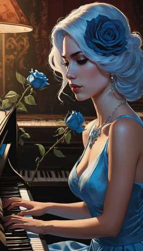 pianist,piano player,piano lesson,jazz pianist,piano,concerto for piano,blues and jazz singer,play piano,the piano,blue rose,iris on piano,woman playing,player piano,piano notes,jazz singer,piano keyboard,composing,holly blue,pianet,pianos,Illustration,American Style,American Style 08