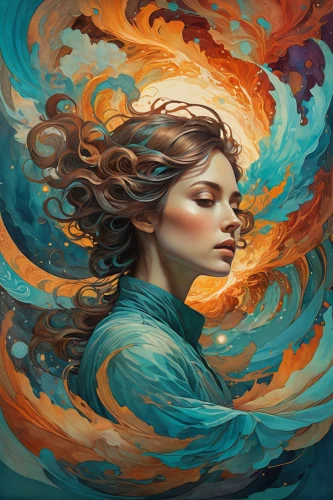 mystical portrait of a girl,flame spirit,fantasy portrait,swirling,world digital painting,wind wave,the wind from the sea,fire artist,siren,fire and water,digital painting,fantasy art,flowing,winds,digital art,fire dancer,aura,sci fiction illustration,sirens,wind machine,Conceptual Art,Fantasy,Fantasy 18