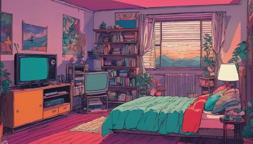 bedroom,room,livingroom,apartment,one room,an apartment,aesthetic,the little girl's room,abandoned room,playing room,one-room,retro styled,modern room,study room,living room,tv set,rooms,80s,empty room,blue room,Illustration,Japanese style,Japanese Style 14