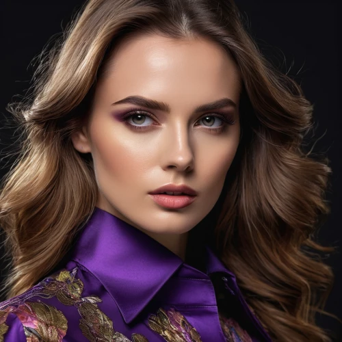 retouching,retouch,portrait background,airbrushed,women's cosmetics,purple lilac,golden lilac,purple background,artificial hair integrations,gold and purple,purple,daphne flower,female model,violet colour,purple skin,artist color,portrait photography,violet,california lilac,model beauty