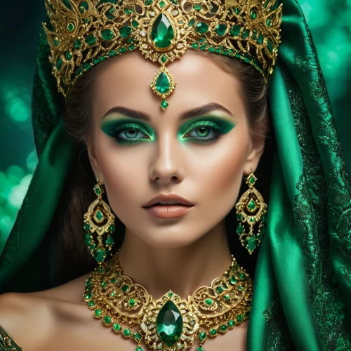 miss circassian,emerald,celtic queen,cleopatra,cuban emerald,anahata,oriental princess,venetian mask,bridal jewelry,priestess,orientalism,diadem,the enchantress,jewellery,arab,adornments,emerald sea,green,headpiece,ethnic design,Photography,General,Fantasy