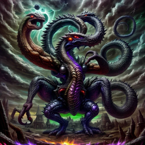 black dragon,wyrm,medusa gorgon,dragon li,draconic,dark-type,dragon of earth,shaper,serpent,game illustration,daemon,gorgon,basilisk,painted dragon,drago milenario,kraken,tentacle,dragon,cuthulu,dragon fire