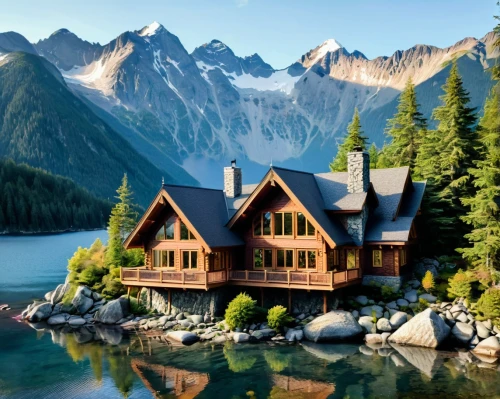 house with lake,house by the water,house in mountains,house in the mountains,floating huts,log home,the cabin in the mountains,emerald lake,log cabin,chalet,british columbia,summer cottage,mountain huts,beautiful home,luxury property,beautiful lake,lake view,wooden house,mountain hut,mountain lake,Photography,Documentary Photography,Documentary Photography 11