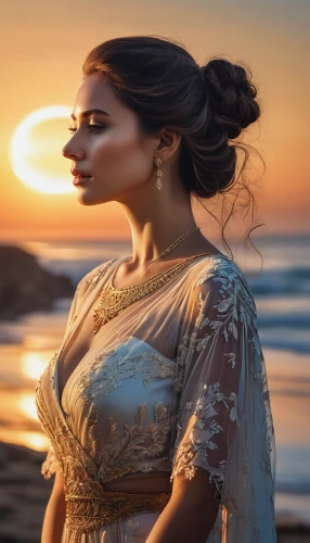 romantic portrait,girl on the dune,ancient egyptian girl,sun bride,fantasy portrait,indian woman,sunset glow,mystical portrait of a girl,golden light,gypsy soul,photo manipulation,romantic look,girl in a long dress,fantasy picture,sun reflection,celtic woman,goldenlight,fantasy woman,image manipulation,fantasy art,Photography,General,Natural