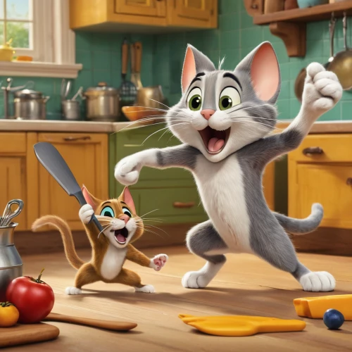 ratatouille,tom and jerry,mousetrap,cat and mouse,mice,cute cartoon image,rodents,mouse trap,caper family,chefs,cookery,cooking utensils,madagascar,cute cartoon character,al dente,mouse,kitchen utensils,chef,white footed mice,children's background,Photography,General,Natural