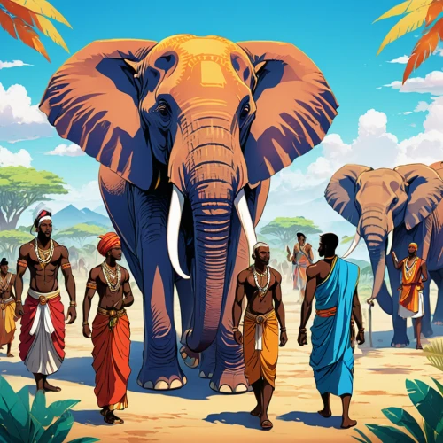 cartoon elephants,elephants and mammoths,elephants,elephantine,african elephants,elephant herd,elephant camp,africa,east africa,african art,elephant ride,africanis,african culture,indian elephant,democratic republic of the congo,tanzania,african elephant,zanzibar,game illustration,elephant,Illustration,Japanese style,Japanese Style 03