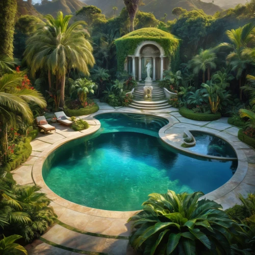 oasis,tropical house,tropical island,underwater oasis,palm garden,royal palms,idyllic,tropical jungle,pool house,secret garden of venus,garden of eden,hacienda,florida home,palm house,tropical greens,palms,swimming pool,portofino,luxury property,cabana,Conceptual Art,Fantasy,Fantasy 05