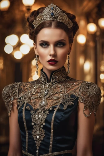 gothic fashion,victorian style,victorian lady,steampunk,bridal clothing,bridal accessory,bridal jewelry,bodice,miss circassian,embellished,gothic style,vintage fashion,royal lace,evening dress,celtic queen,gothic portrait,headpiece,ball gown,diadem,the carnival of venice,Photography,General,Cinematic