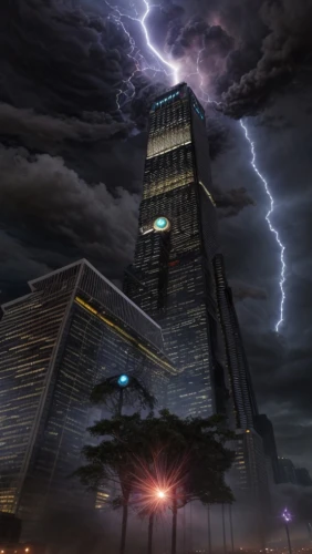 electric tower,the skyscraper,skycraper,tallest hotel dubai,skyscraper,thunderstorm,steel tower,apocalyptic,power towers,tower of babel,pc tower,digital compositing,sky city,lightning storm,lotte world tower,costanera center,the storm of the invasion,sci fiction illustration,khobar,high-rises,Common,Common,Film