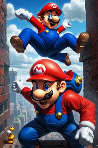 super mario brothers,mario bros,super mario,mario,plumber,game illustration,luigi,up,png image,mobile video game vector background,game art,nintendo,action-adventure game,wall,cg artwork,game characters,red cap,the game,classic game,april fools day background,Conceptual Art,Fantasy,Fantasy 03