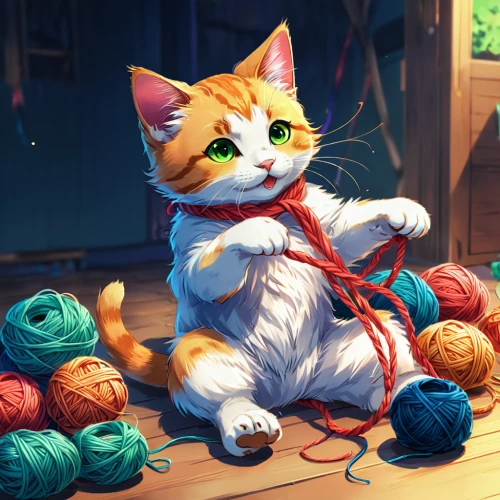 yarn,knitting,to knit,sock yarn,cat toy,knitting wool,sewing,calico cat,tea party cat,lantern string,cat-ketch,knit,string,knitting laundry,red tabby,sewing stitches,tied up,knitting clothing,ribbons,doll cat,Illustration,Japanese style,Japanese Style 03