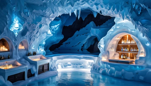 ice hotel,ice castle,blue caves,the blue caves,glacier cave,ice cave,blue cave,cave on the water,thermal bath,many glacier hotel,water cube,snowhotel,water glace,icemaker,lapland,glacier water,cave church,diamond lagoon,antartica,salt mine,Unique,Design,Sticker