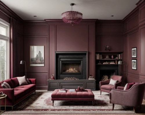 dark pink in colour,sitting room,fireplace,fireplaces,fire place,dark pink,livingroom,mauve,living room,interior design,deep pink,luxury home interior,dark cabinetry,search interior solutions,family room,brownstone,apartment lounge,contemporary decor,interior decoration,dusky pink