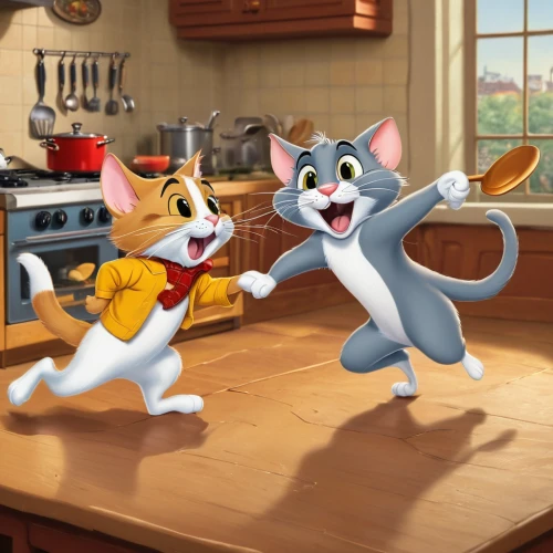 tom and jerry,cat and mouse,the cat and the,cartoon cat,cats playing,two cats,cute cartoon image,superfruit,chefs,together cleaning the house,cats,star kitchen,caper family,cat family,dog - cat friendship,cooks,tom cat,ratatouille,cat cartoon,felidae,Photography,General,Natural