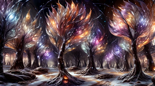 winter forest,snow trees,tree grove,forest of dreams,winter magic,winter background,chestnut forest,fairy forest,enchanted forest,fir forest,tree lights,elven forest,magic tree,christmas landscape,winter landscape,trees with stitching,spruce forest,fireworks art,fairytale forest,coniferous forest